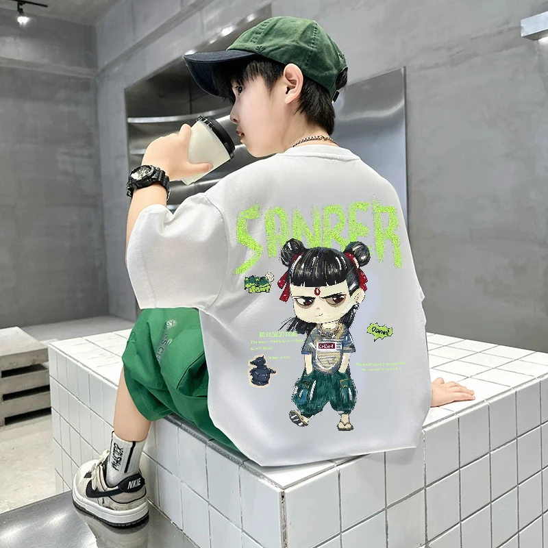 男童短袖T恤夏季新款中大童纯棉半袖t上衣ins夏款潮牌休闲体恤