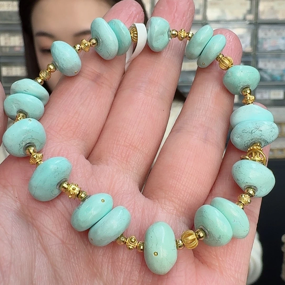 绿松石珠宝奇石18K金镶嵌