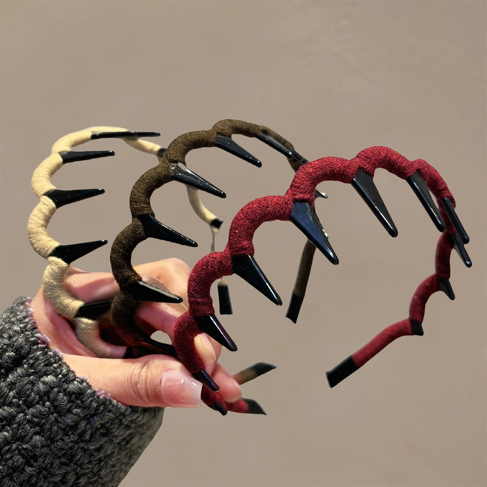 高级感防滑齿秋冬百搭带齿头箍高颅顶大波浪发箍发卡头饰网红发饰