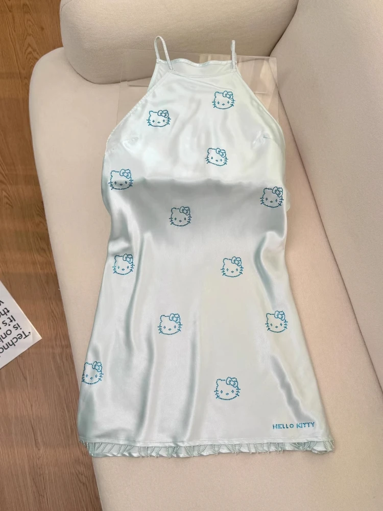 【纯欲Kitty】高级感修身冰丝吊带睡衣女2025夏天新款居家裙可外穿