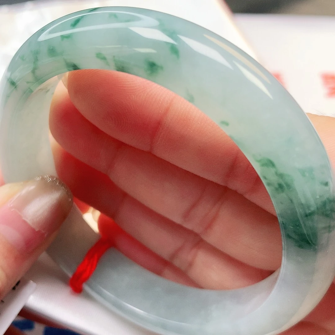 未镶嵌手镯翡翠缅甸纯天然A货翡翠冰胶蓝花153号