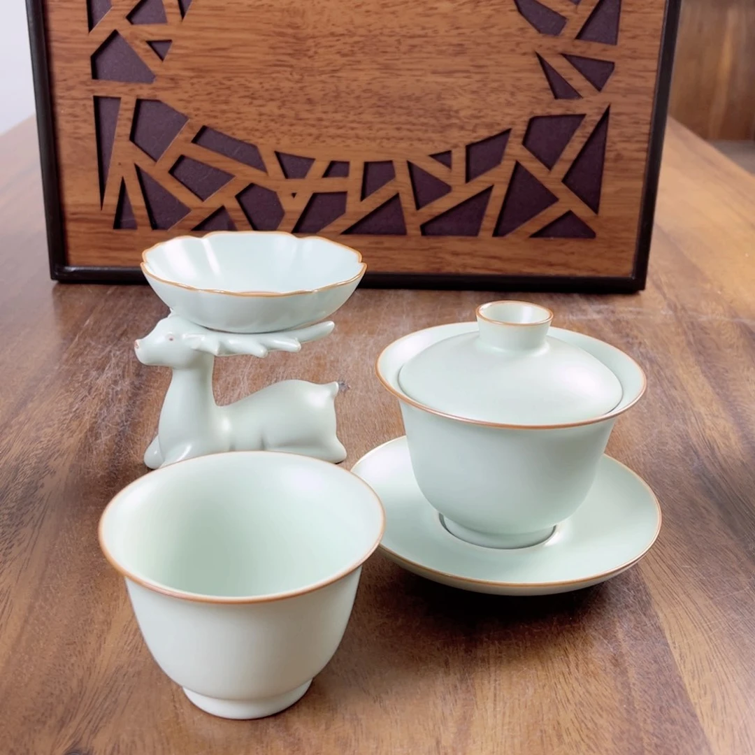 杯子天***空仙南汝窑三件套福利