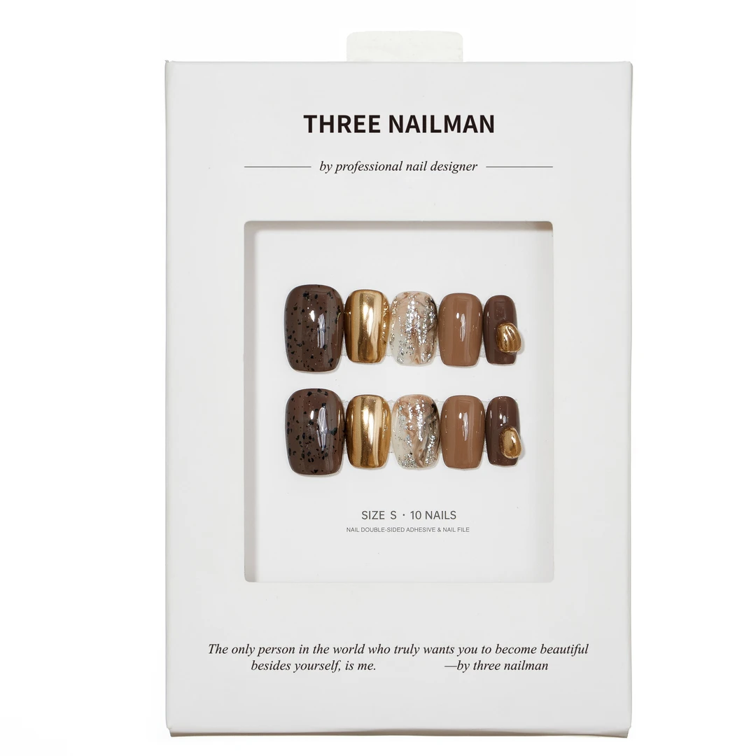 【谢尔比】冬季质感晕染高级复古极简小众设计师美甲手工穿戴美甲