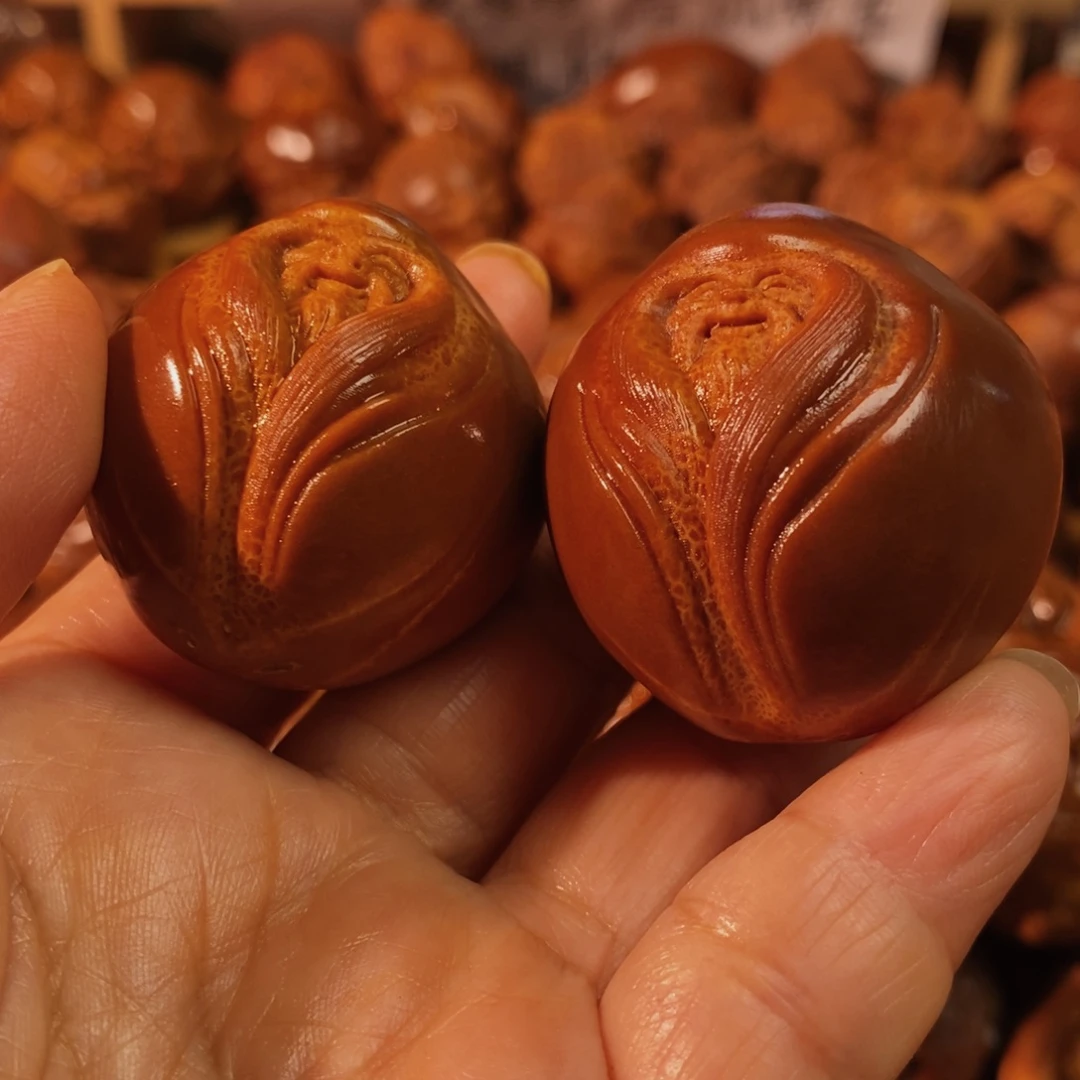 橄榄核把件用****7寿星一对卡35加