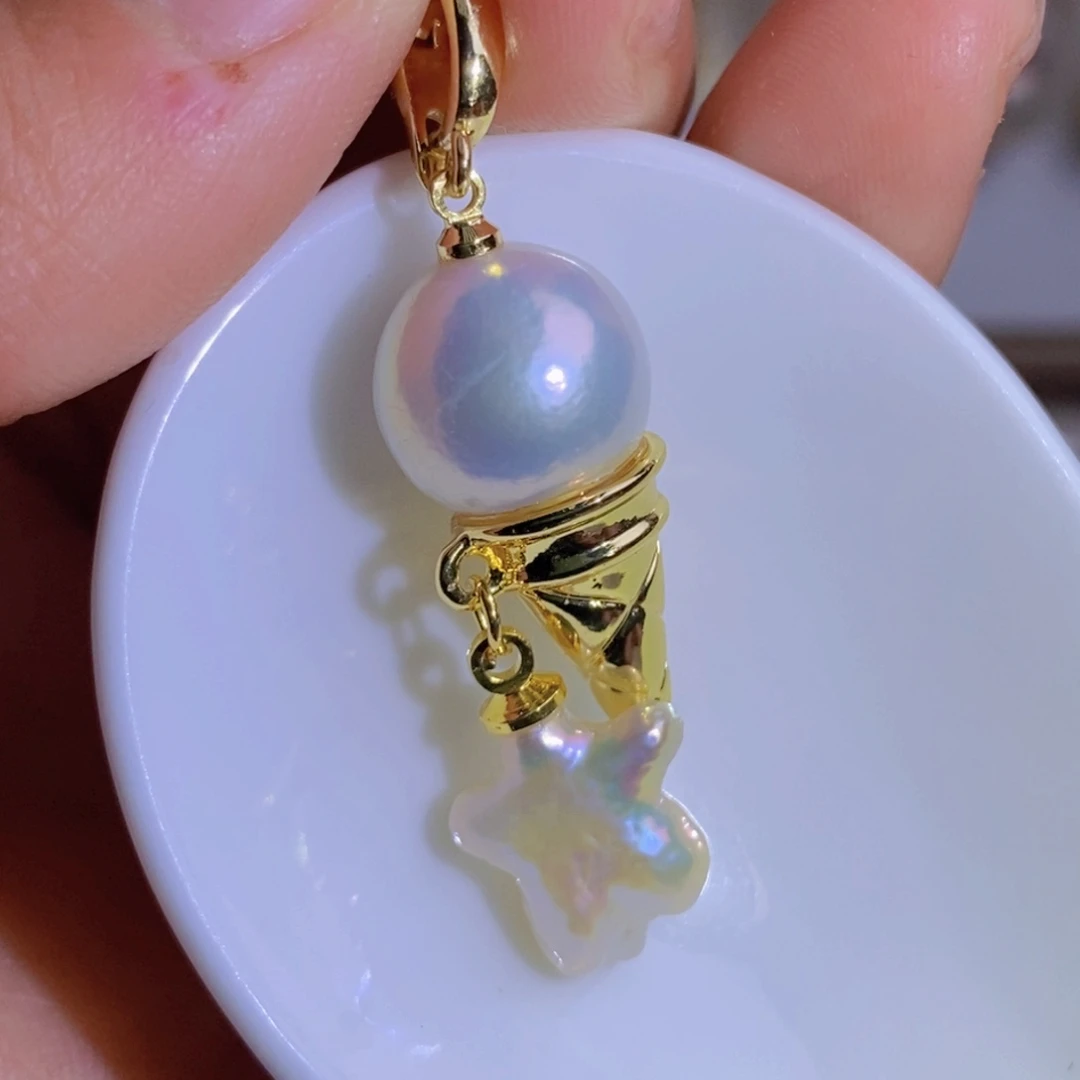 银S925镶嵌天然淡水珍珠淡水珍珠