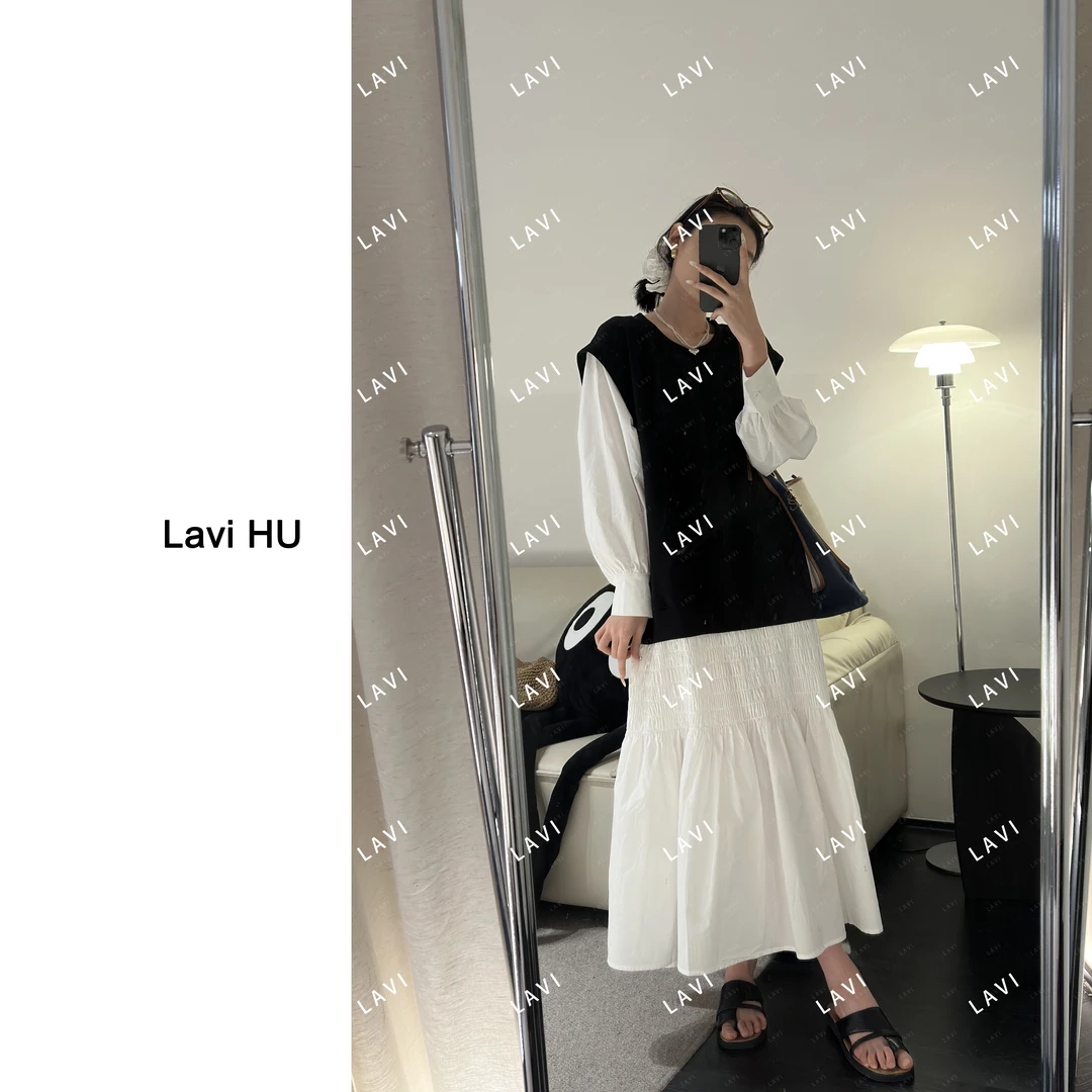 罗马假日 时尚设计师拼接假两件休闲连衣裙LW1010