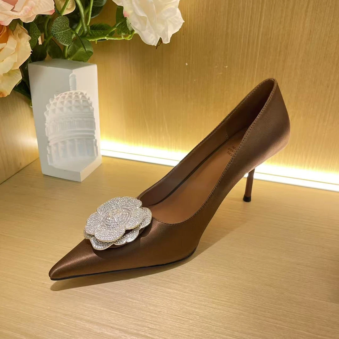 1049【繁花】春季时尚尖头性感细跟浅口百搭手工高跟鞋F【6cm】