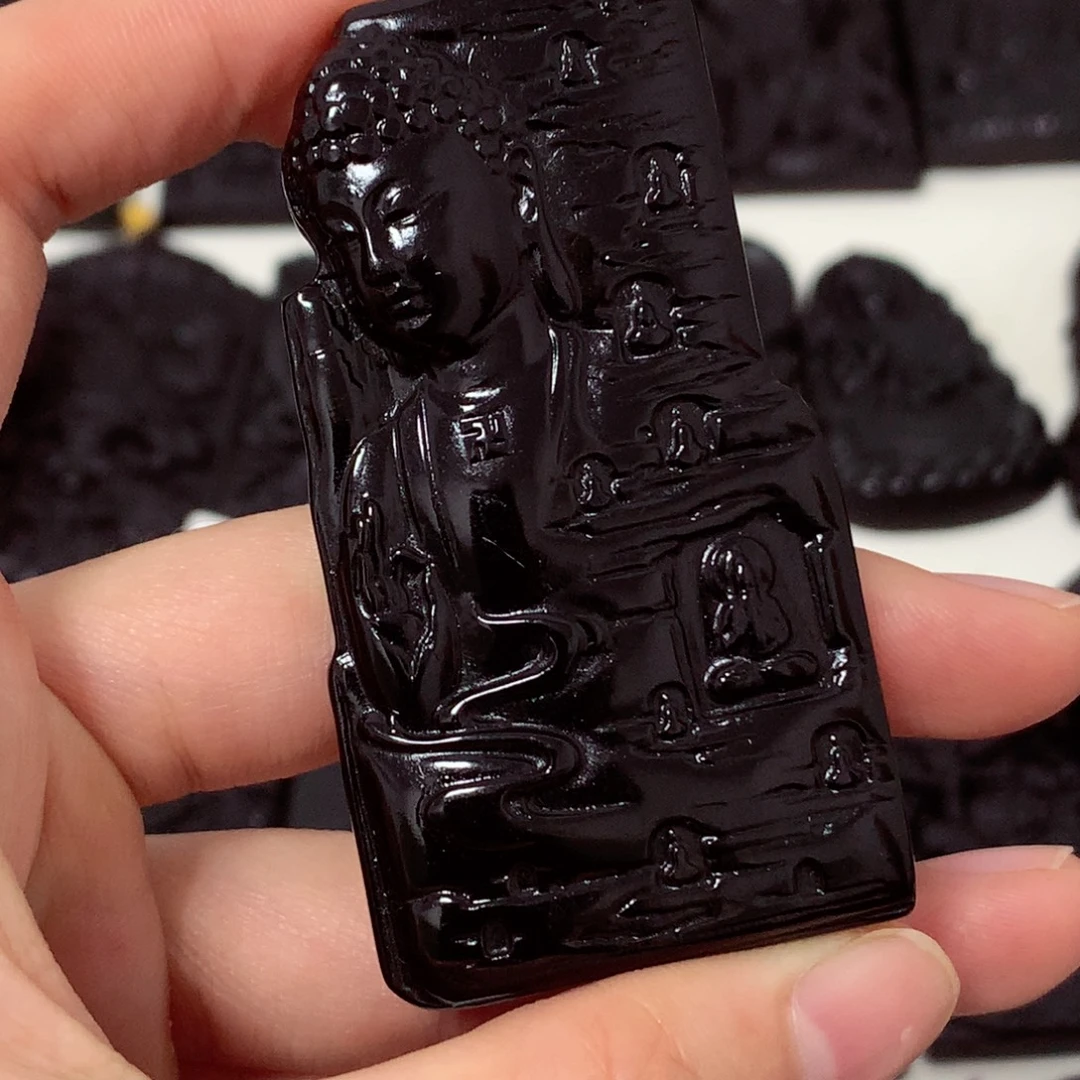 天然缅甸a货钢琴黑挂件