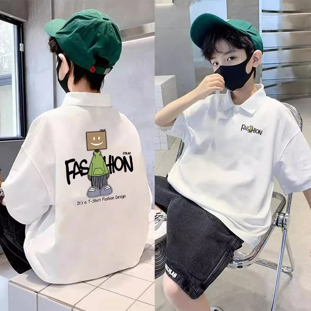 【100%纯棉】儿童夏装短袖t恤2025新款中大童夏季时髦卡通上衣男童T