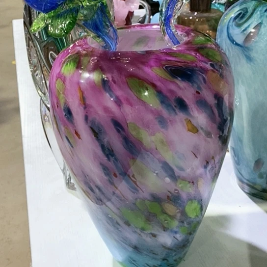 琉璃高度31厘米金红琉璃花瓶