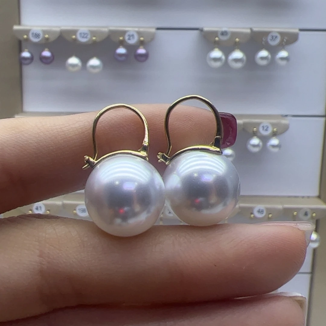 淡水珍珠耳饰18K金镶嵌