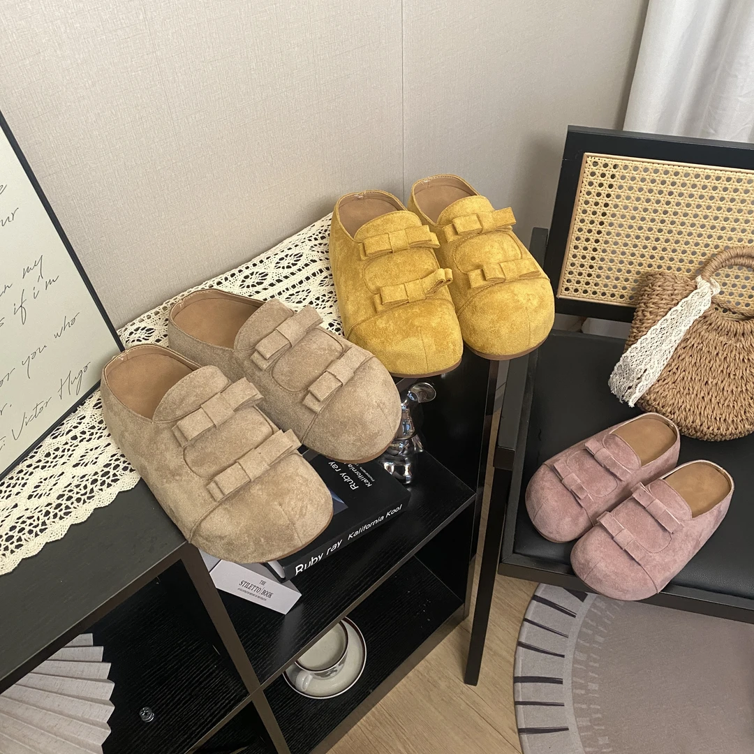 2025年春夏季新款时尚百搭极简风勃肯鞋女设计感蝴蝶结小个子增高