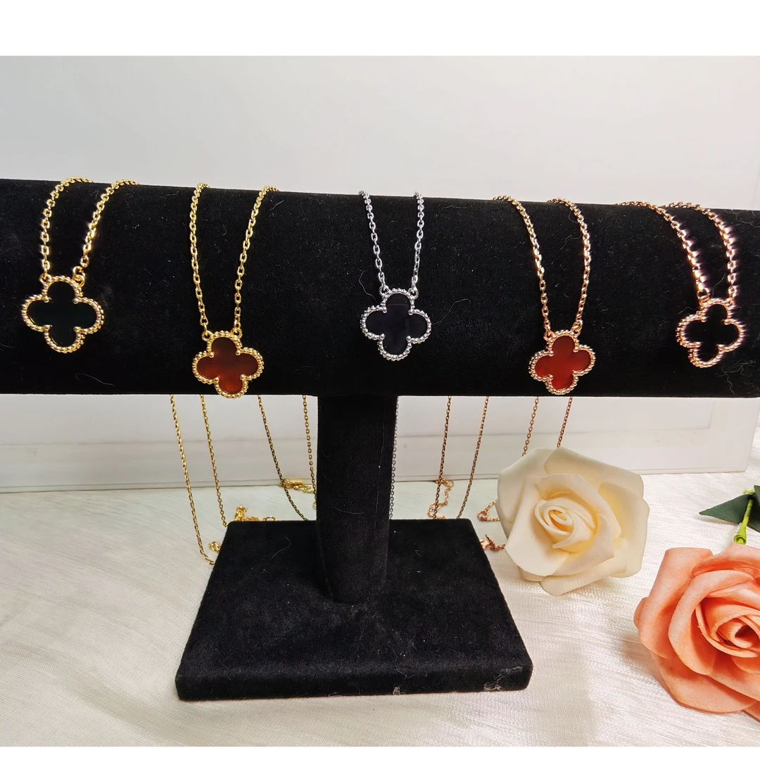 纯铜项链 四叶草项链五色女轻奢小众锁骨链高级2025新款
