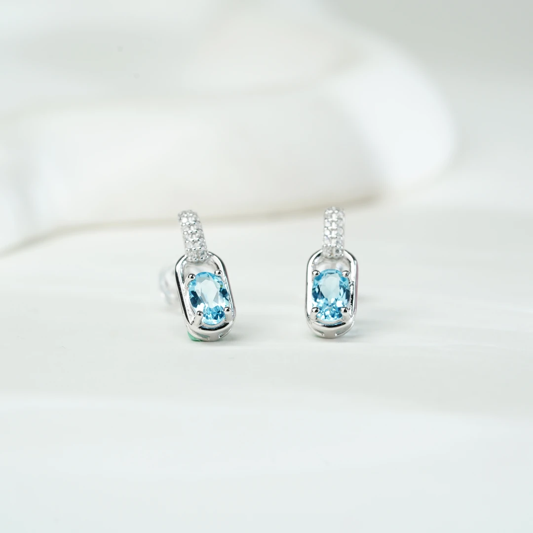 【小北好物】S925银托帕石耳钉约4*6mm【多样性发一件】QH161X294