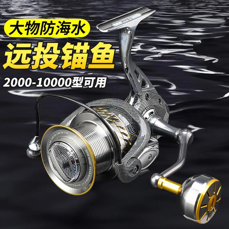 全金属无间隙远投轮纺车轮锚杆海竿渔轮10000大物专用防海水鱼轮