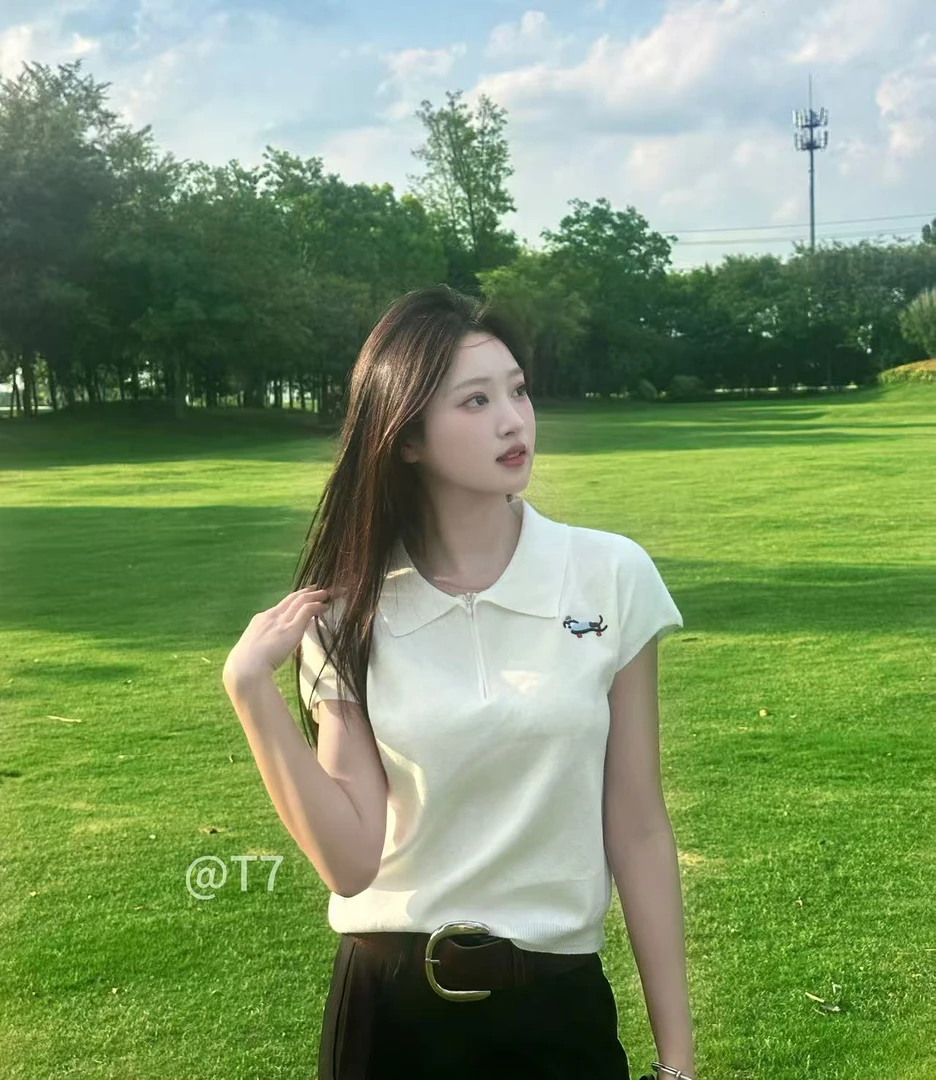 修身型常规款夏季百搭POLO短袖运动简约针织赫本风