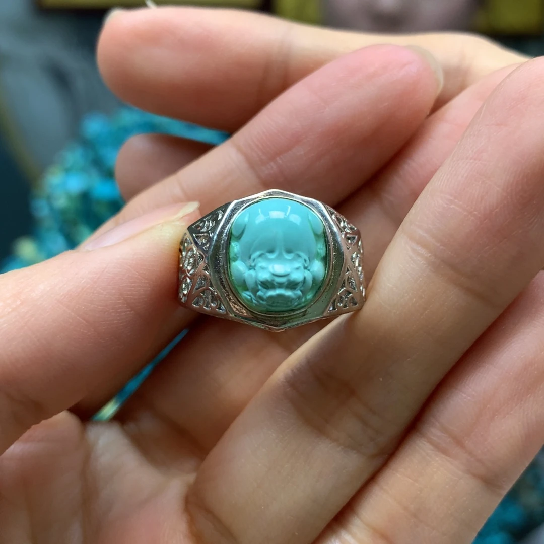 绿松石戒指银S925镶嵌