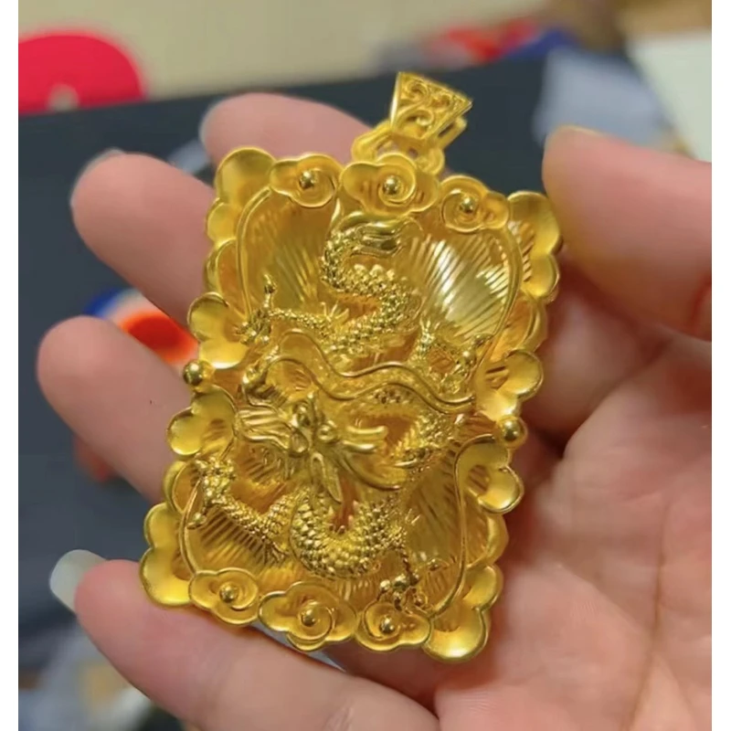 合金吊坠 吊坠 新款金色大龙牌吊牌精美挂坠饰品