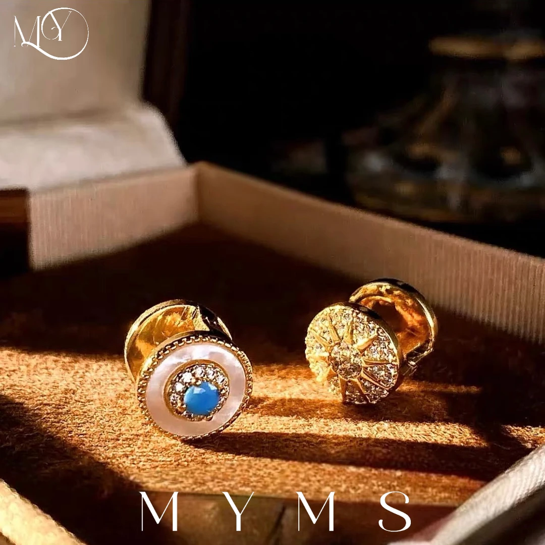 铜合金贝壳耳饰 【白贝星环】法式精致复古通勤双面可戴耳扣