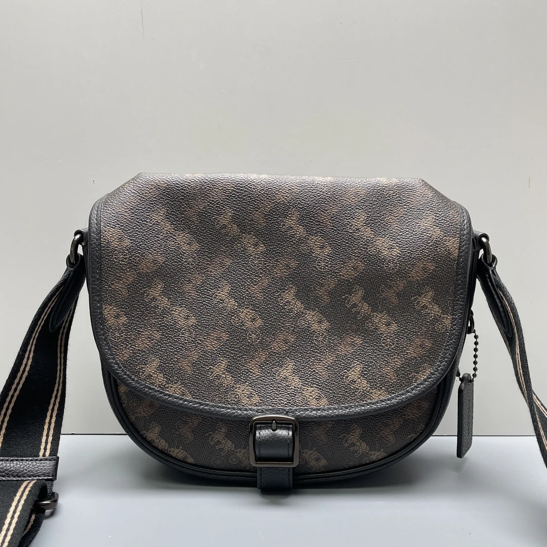 95新 COACH/蔻驰 小林/黑拼马车斜挎包22*20*7cmB112203黑色