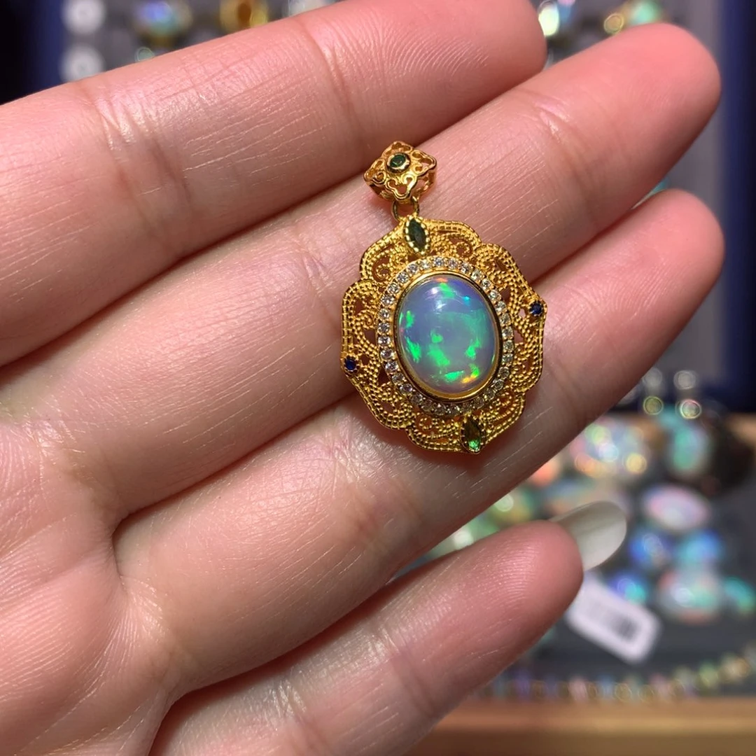 银S925镶嵌欧泊吊坠款式