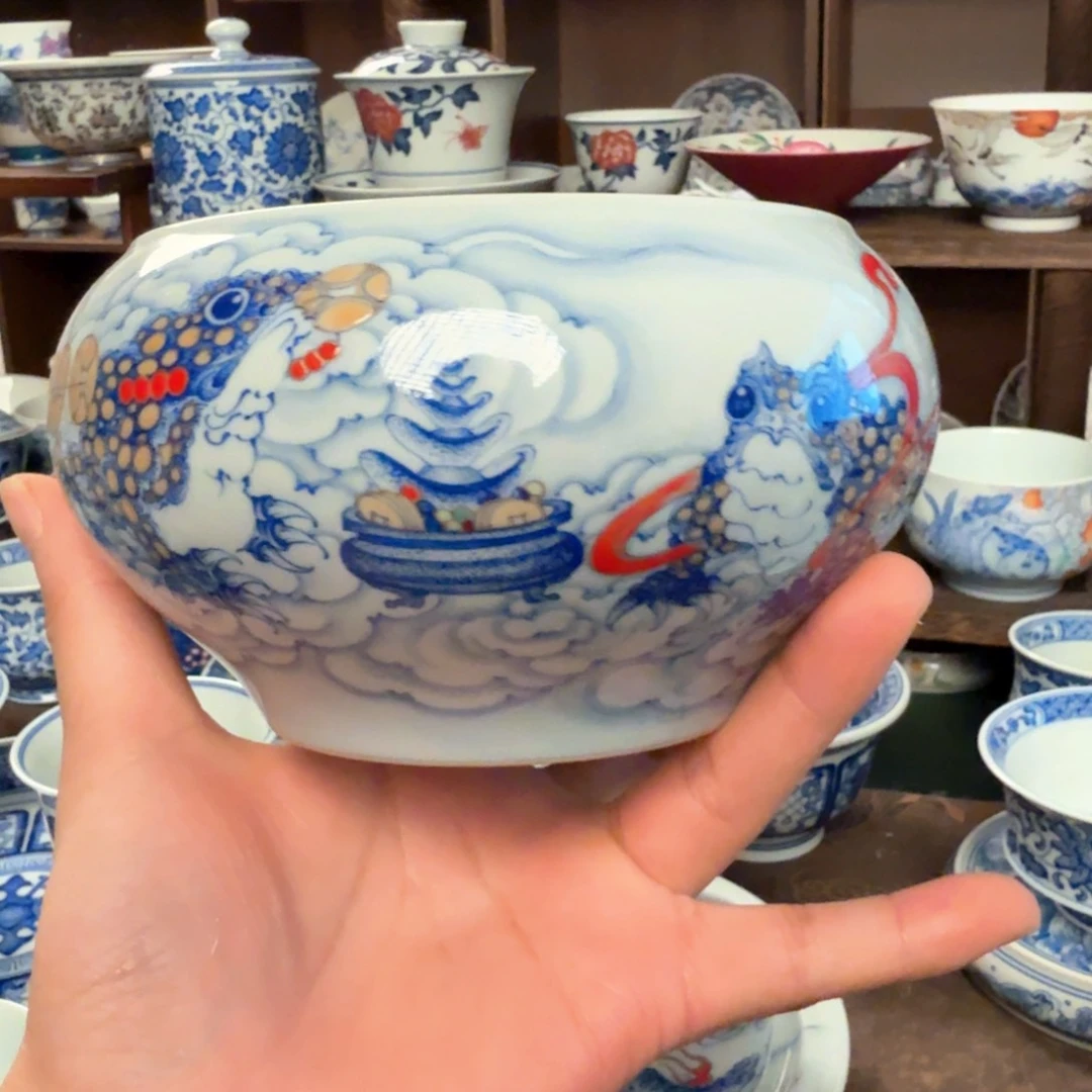 羊***?纯手工手绘青花瓷茶具