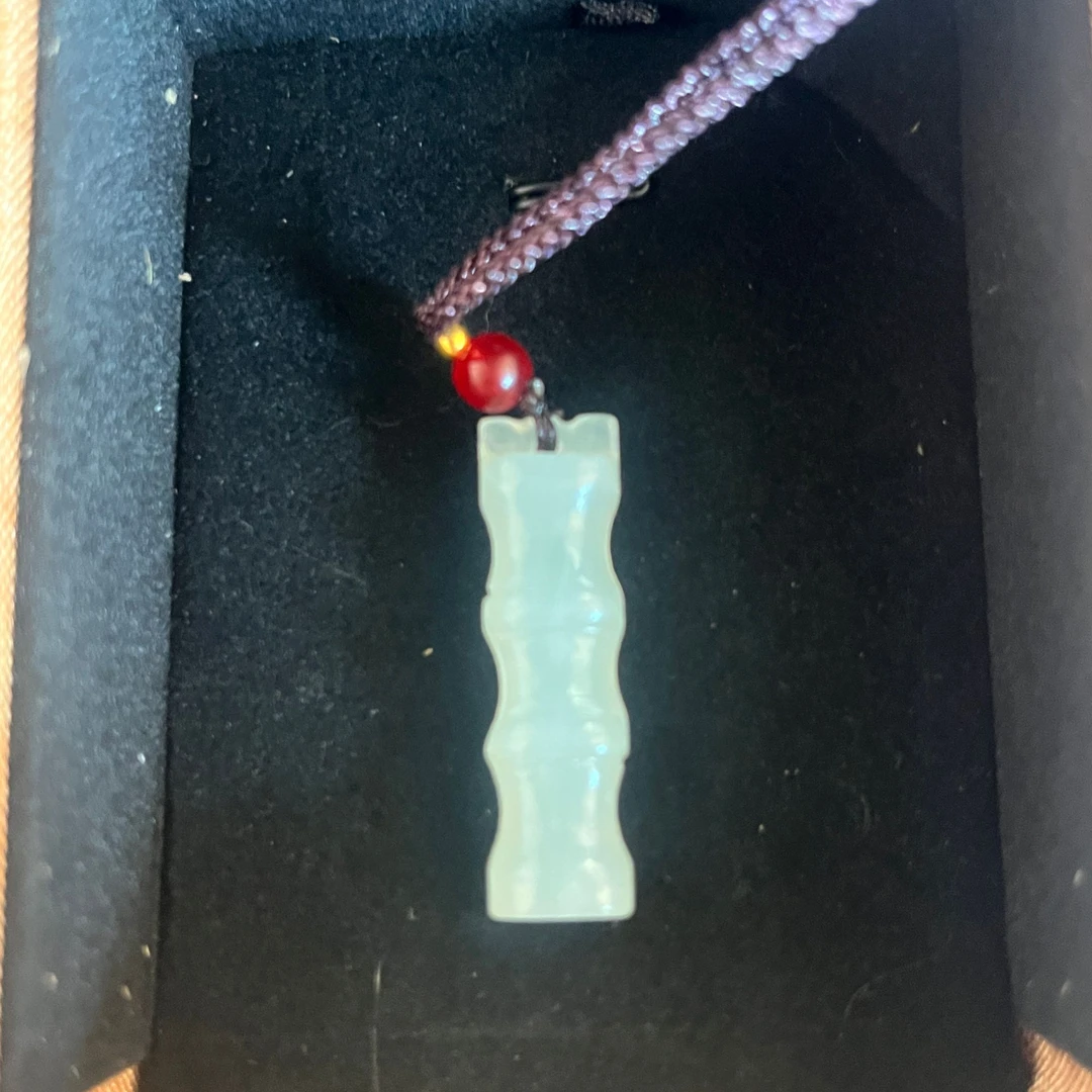 岫玉手工雕刻竹节吊坠配绳节节高升古风气质挂坠项链