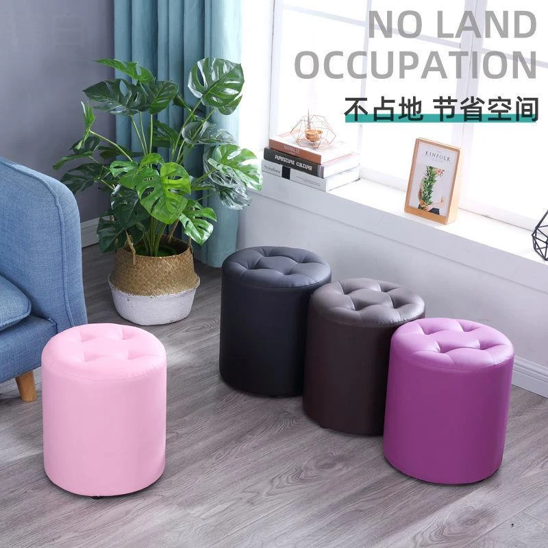小凳子家用高板凳皮凳沙发凳客厅矮凳圆凳成人木头凳软沙发凳批发