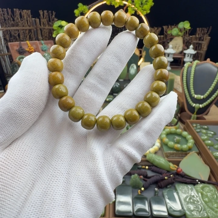 胧***风岫岩河磨玉（透闪石质玉）未镶嵌手串