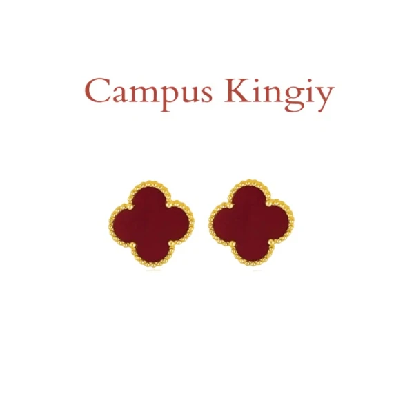 CampusKingly 钛钢珐琅耳饰 时尚百搭四叶色耳钉