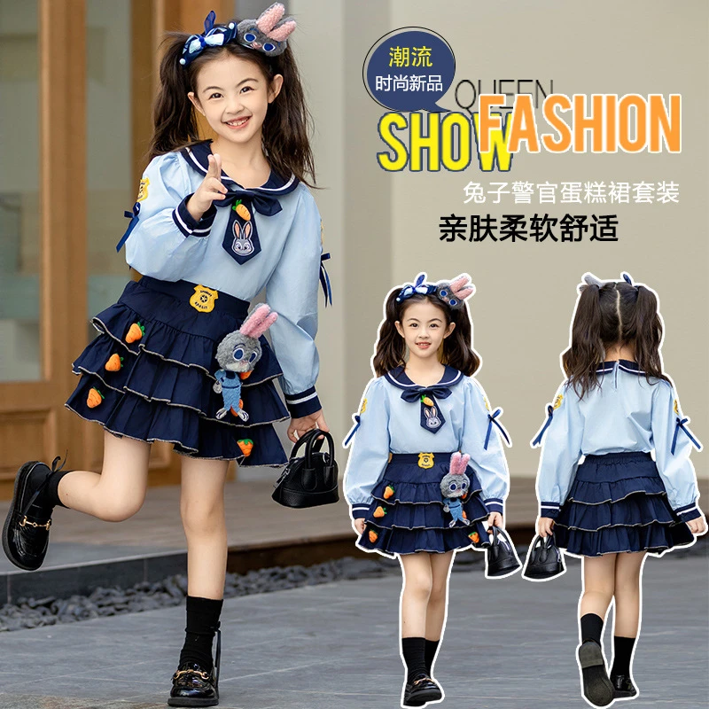 兔子警官朱迪衣服儿童秋季套装女童秋装连衣裙2025新款女孩jk裙子