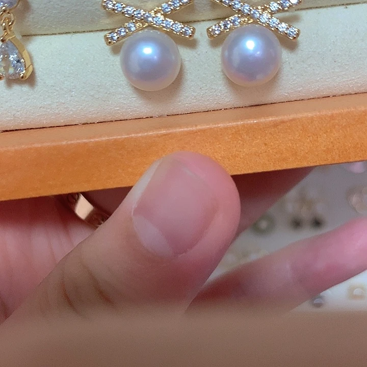 合金淡水珍珠耳饰