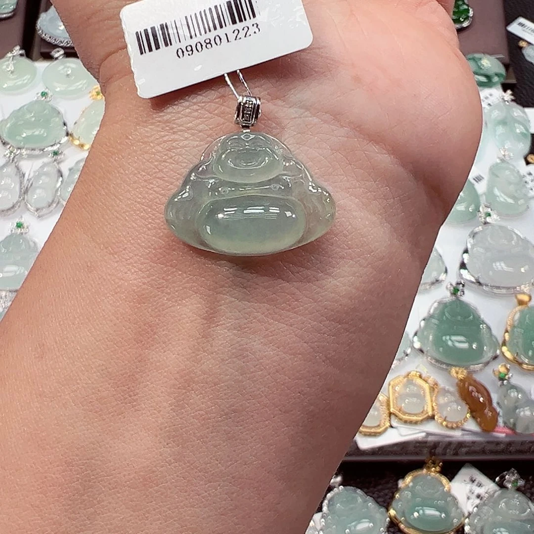 吊坠(不含链)18K金镶嵌翡翠佛公