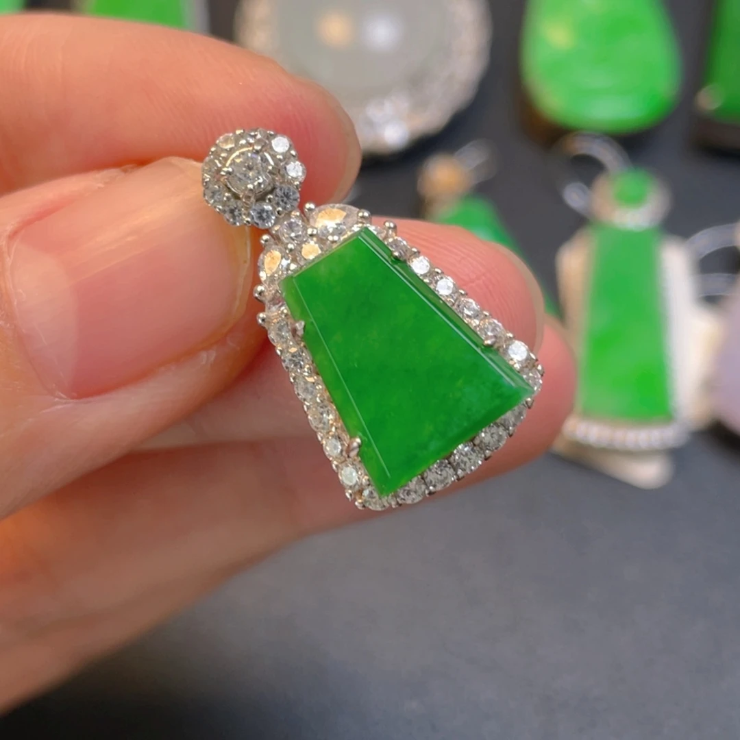 翡翠银S925镶嵌吊坠(不含链)