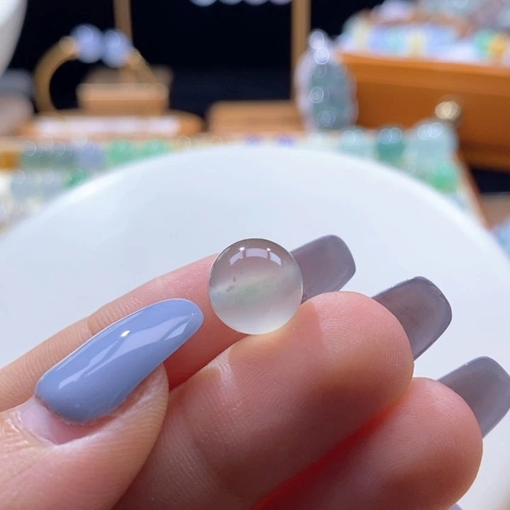 翡翠未镶嵌吊坠(不含链)翡翠高冰起杠茶飘色圆珠