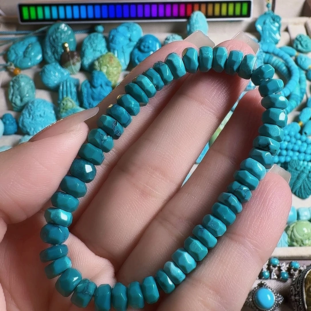 绿松石珠宝奇石未镶嵌原矿绿松石高瓷手串手链项链配饰