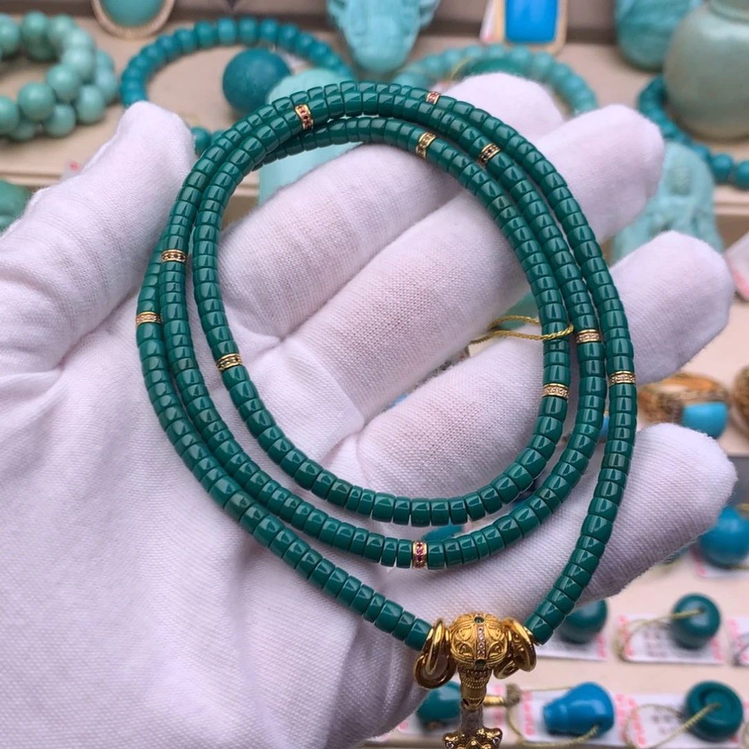 绿松石18K金镶嵌珠宝奇石