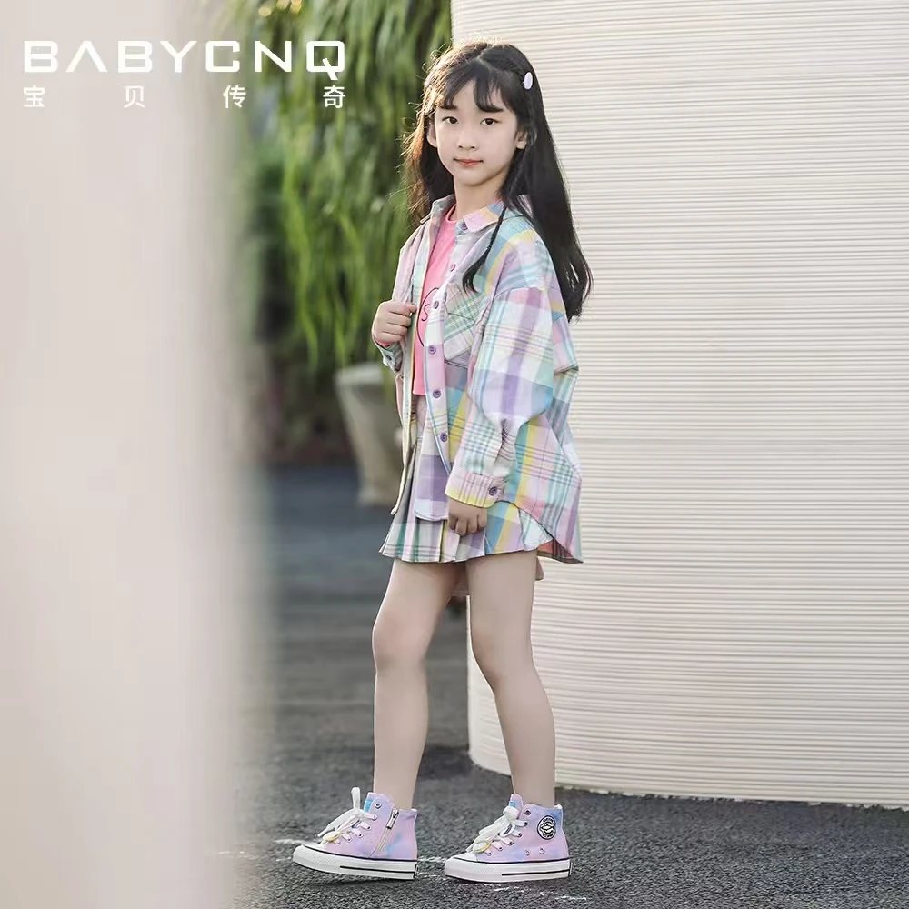 宝贝传奇儿童扎染高帮帆布鞋儿童