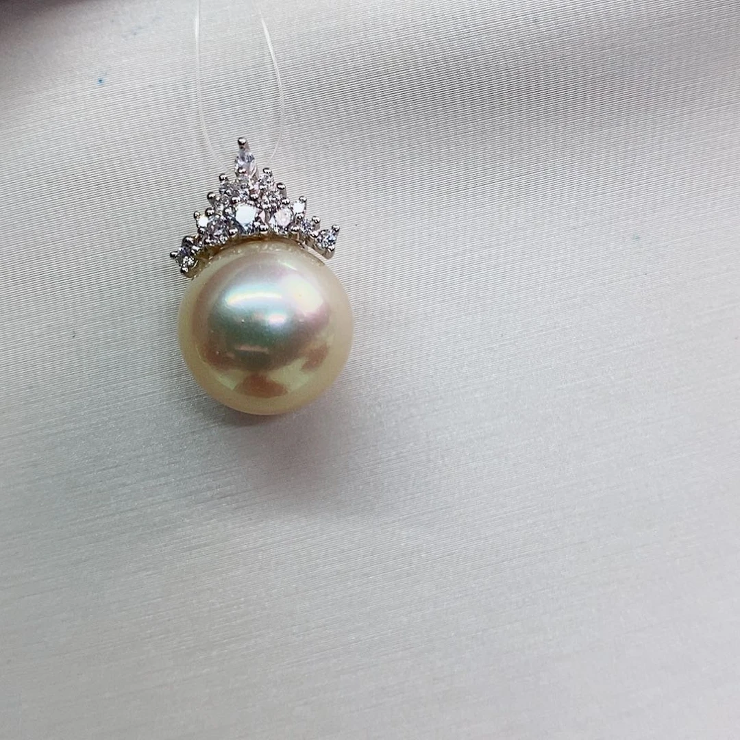 吊坠(不含链)银S925镶嵌海水珍珠12-13