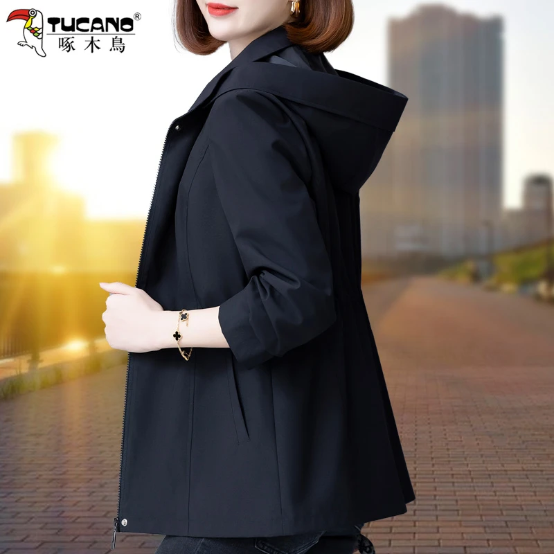 啄木鸟风衣外套女春秋2025新款妈妈洋气秋季薄款收腰休闲百搭上衣