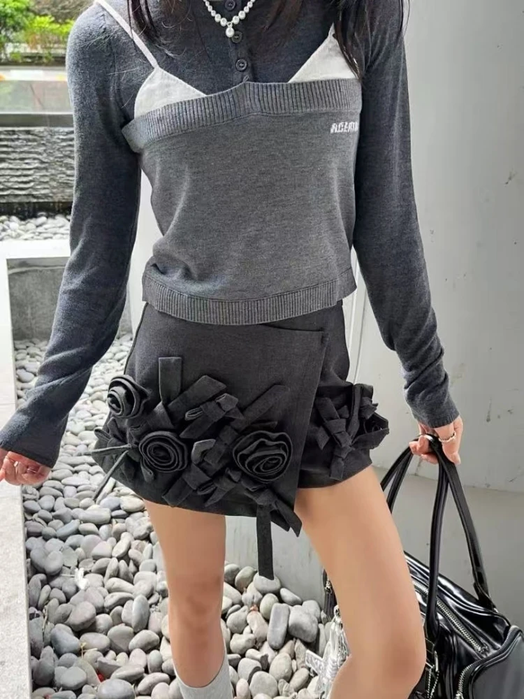 【济州岛】立体花朵设计款西装裙裤