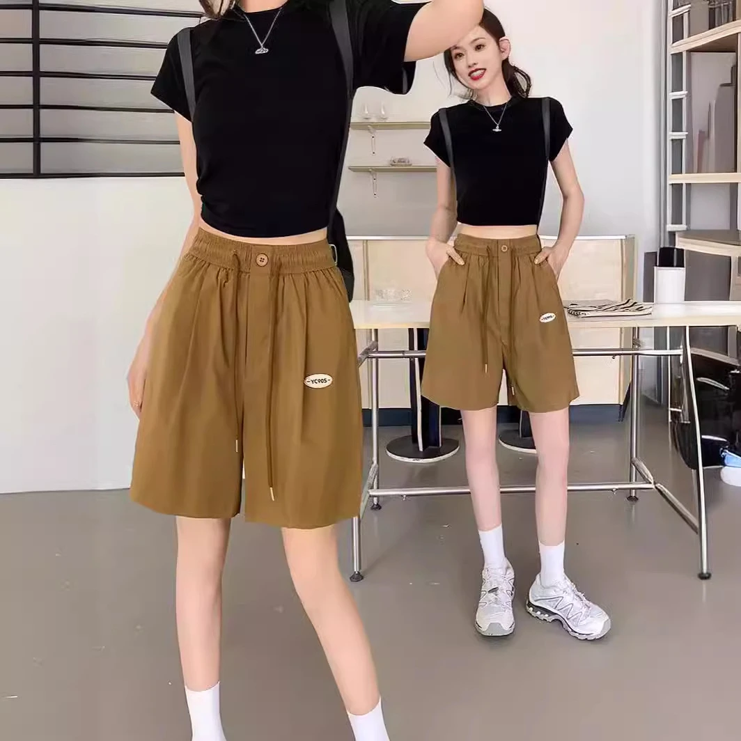 2024年女夏季高腰短裤阔腿裤宽松外穿五分显瘦休闲新款大码