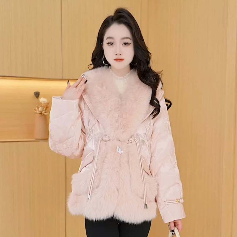 【羽绒服】冬季白鸭绒羽绒服毛领百搭新款时尚气质休闲保暖外套女