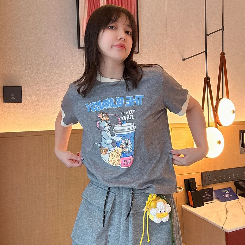 BETTER JOELAY -猫女郎【偷吃的杰瑞】百搭时尚微宽松短袖T恤KH1872