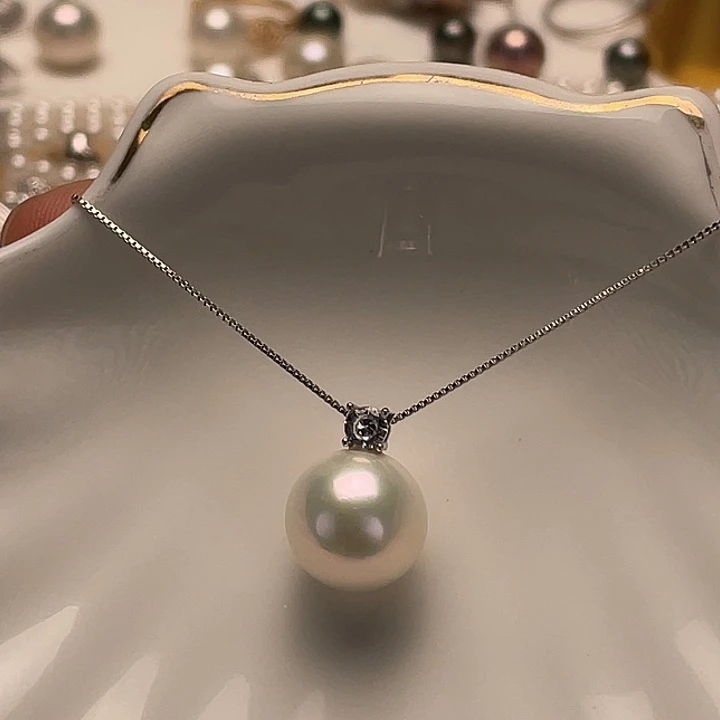 淡水珍珠银S925镶嵌颈饰少***饼