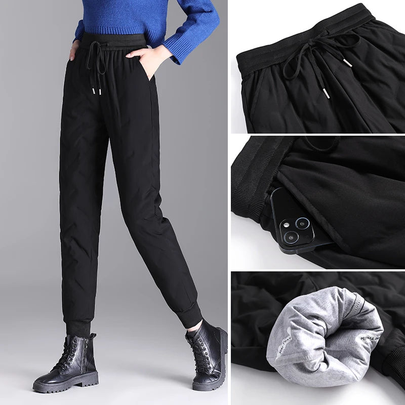 白鸭绒羽绒裤女外穿冬季时尚2025年新款加绒保暖棉裤休闲加厚裤子