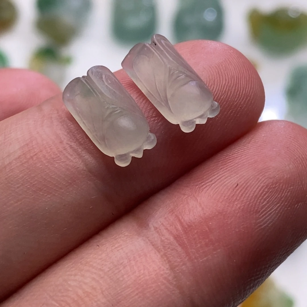 定制翡翠未镶嵌翡翠一鸣惊人耳钉