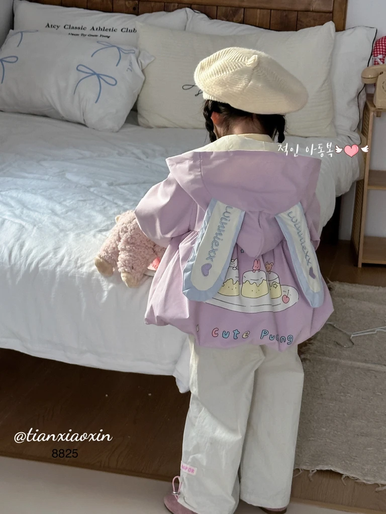 【BaoBao】秋款女童可爱兔耳朵冲锋衣外套8825