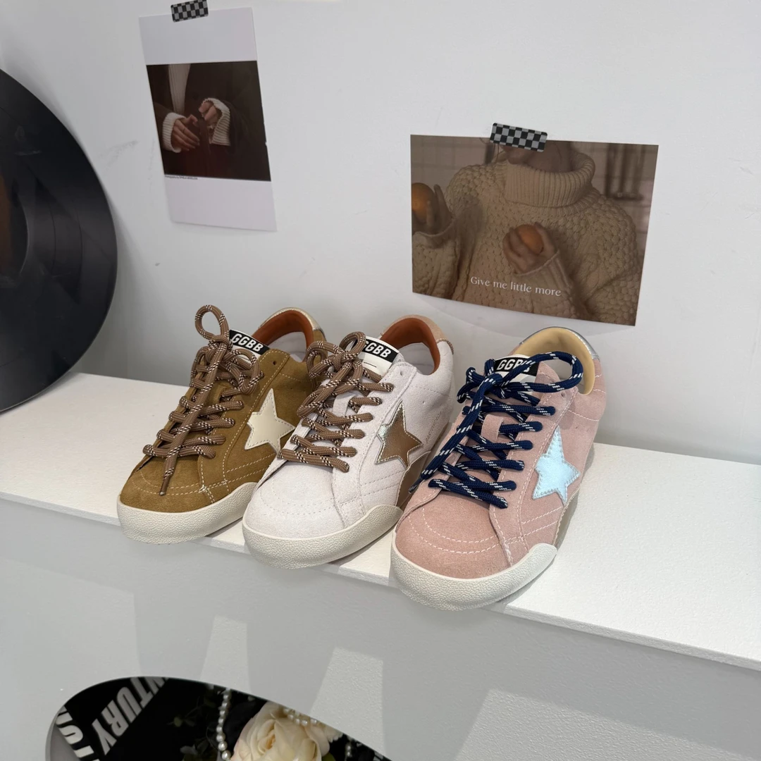王炸~新款星星做旧系带平底阿甘小白鞋德训鞋网红款板鞋休闲圆头