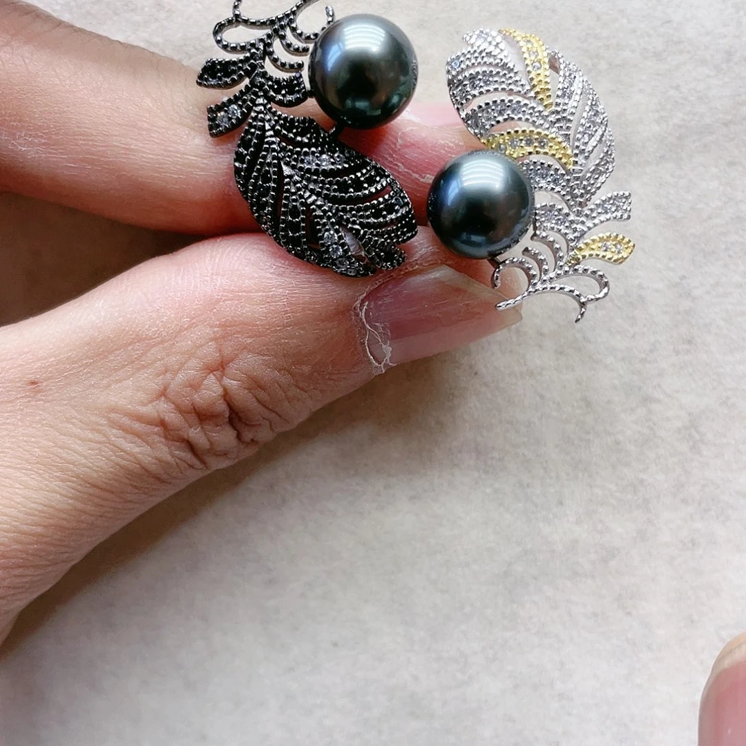 海水珍珠耳饰银S925镶嵌